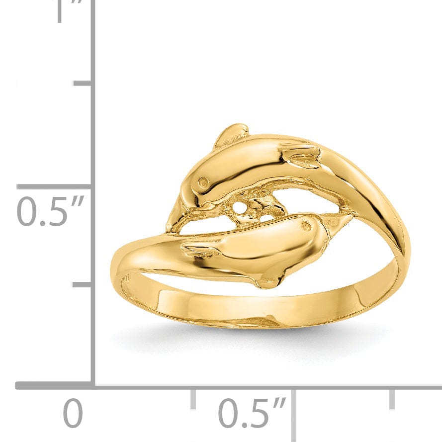 Lovely Rita's Ring 14k Yellow Gold Double Dolphin Ring