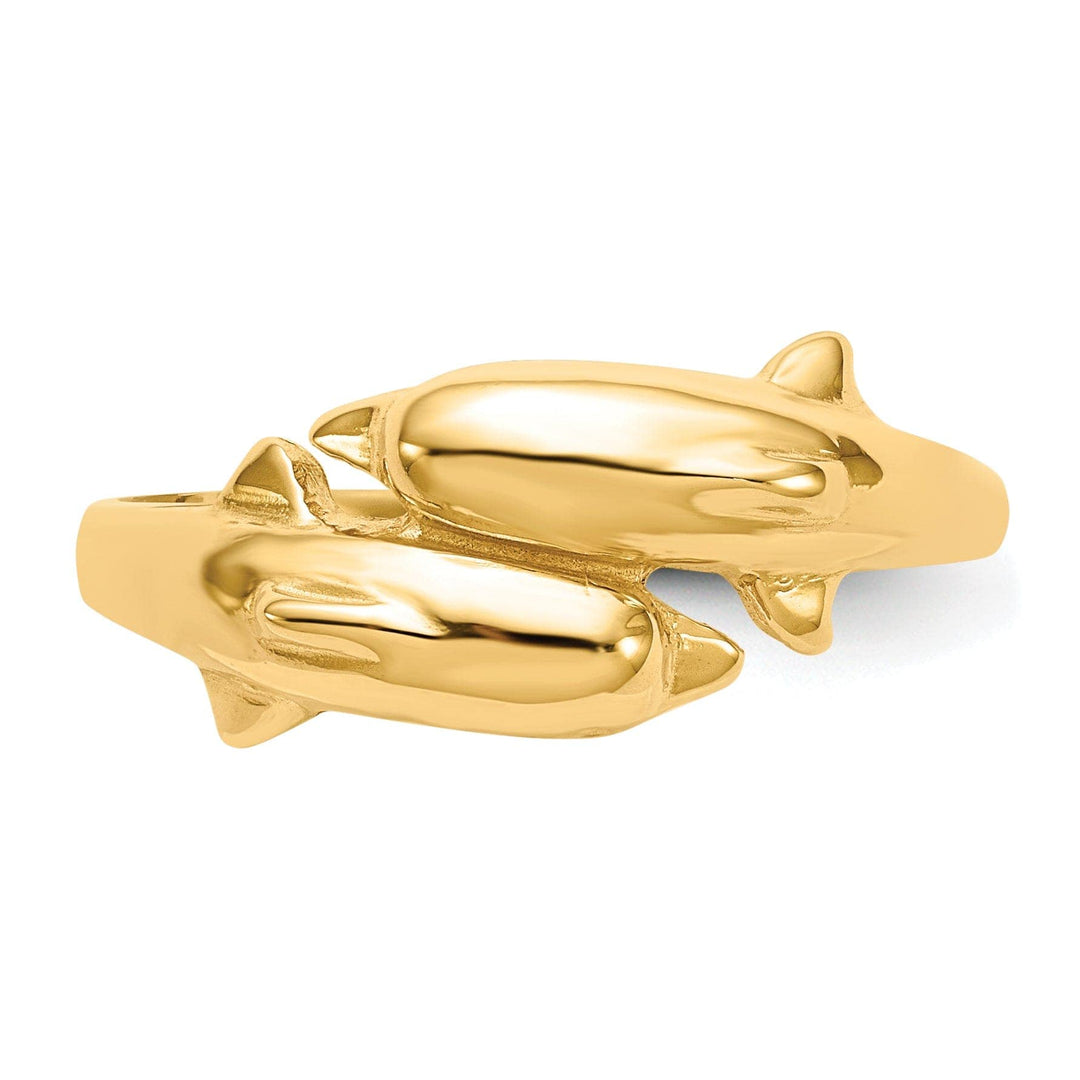 Lovely Rita's Ring 14k Yellow Gold Double Dolphin Ring
