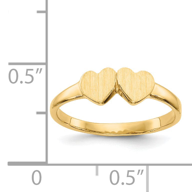Lovely Rita's Ring 14k Yellow Gold Double Heart Children's Ring