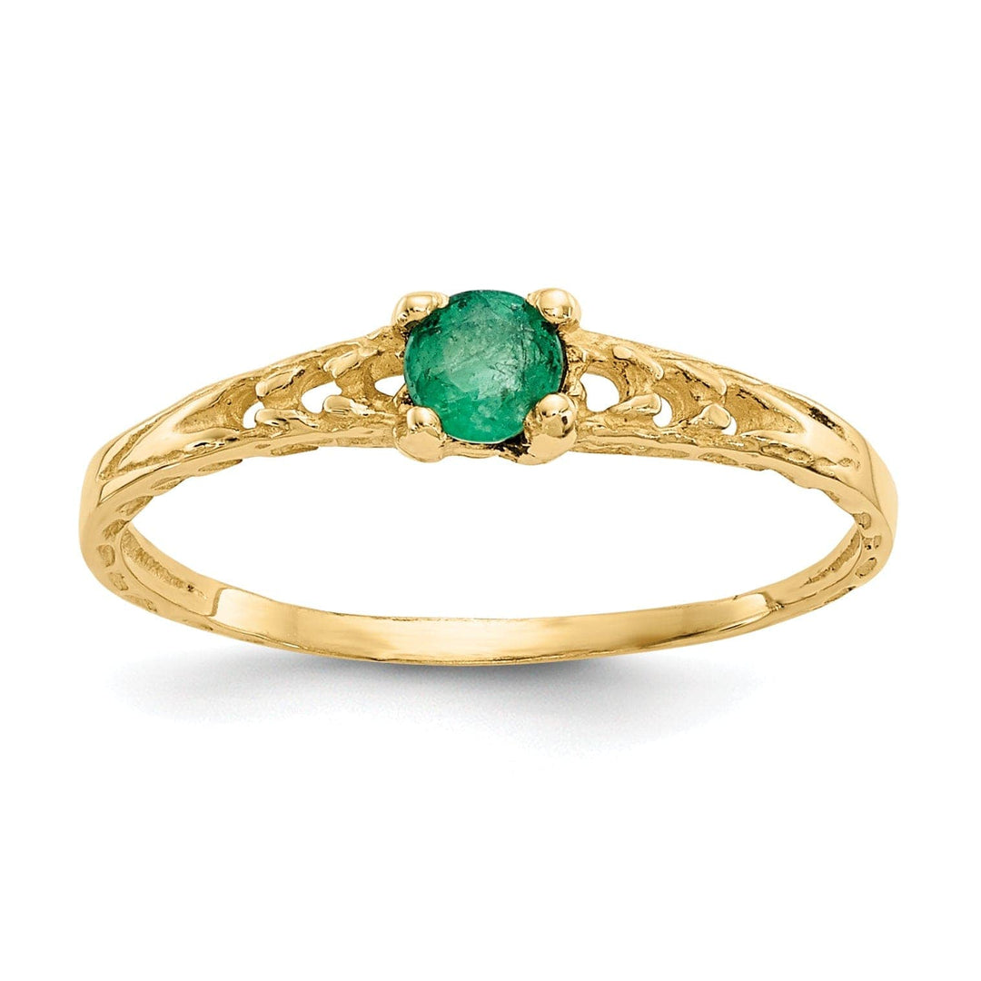 Lovely Rita's Ring 14k Yellow Gold Emerald Birthstone Baby Ring