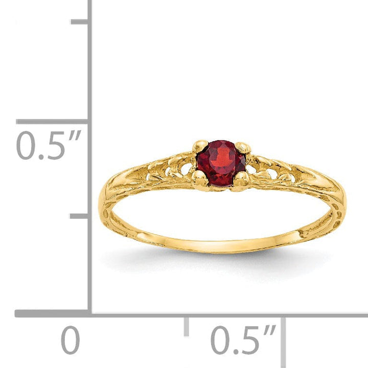 Lovely Rita's Ring 14k Yellow Gold Garnet Birthstone Baby Ring