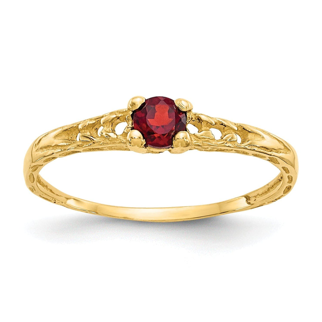 Lovely Rita's Ring 14k Yellow Gold Garnet Birthstone Baby Ring