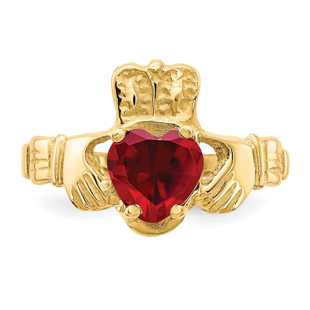 Lovely Rita's Ring 14k Yellow Gold January Birthstone Claddagh Ring