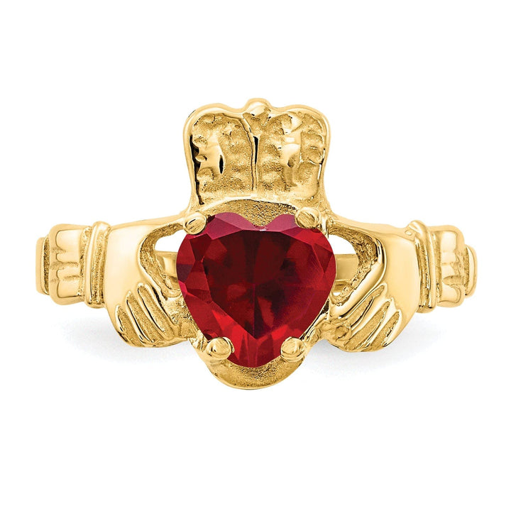 Lovely Rita's Ring 14k Yellow Gold January Birthstone Claddagh Ring