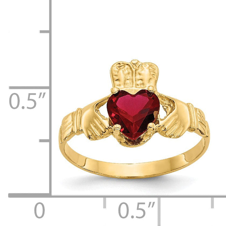 Lovely Rita's Ring 14k Yellow Gold January Birthstone Claddagh Ring
