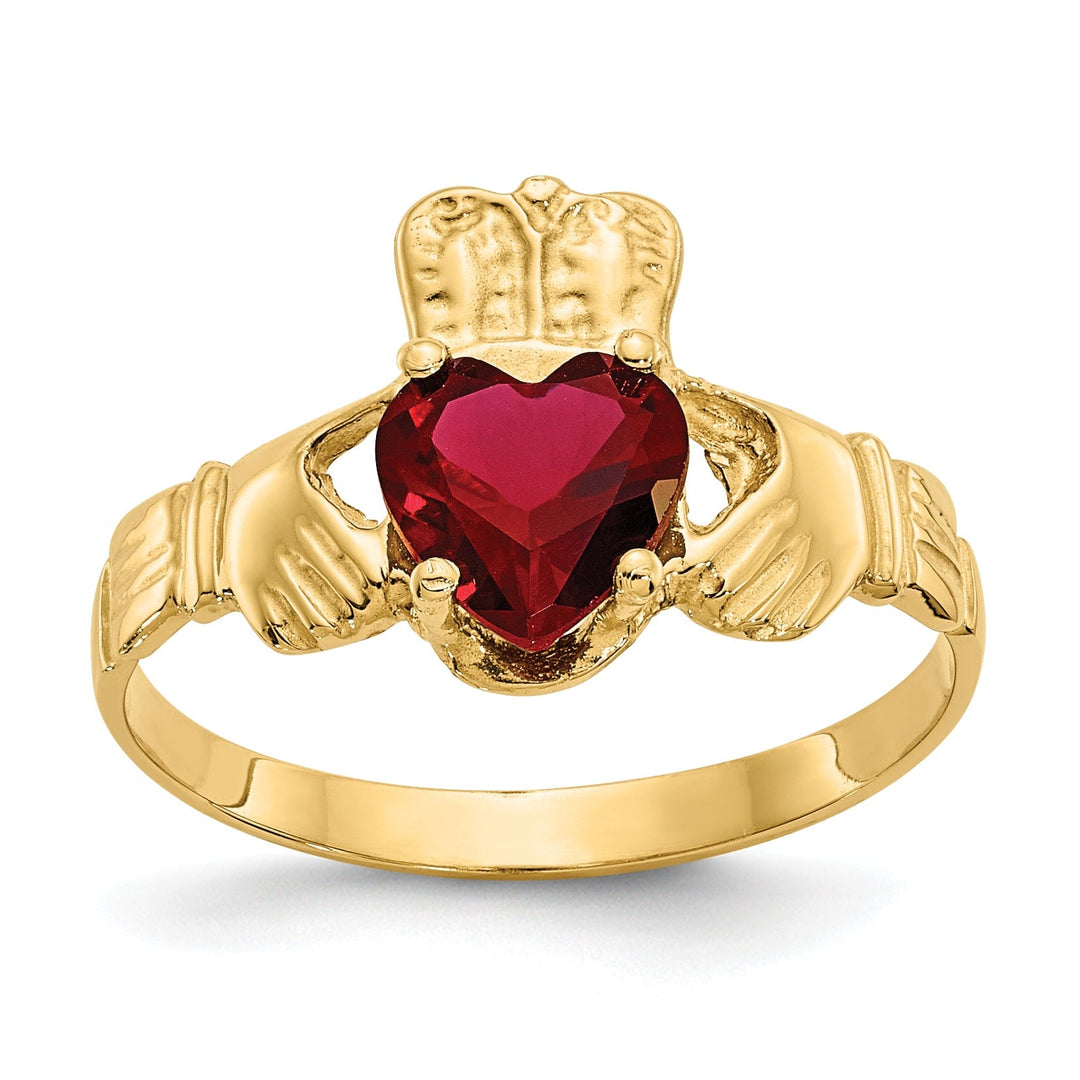 Lovely Rita's Ring 14k Yellow Gold January Birthstone Claddagh Ring