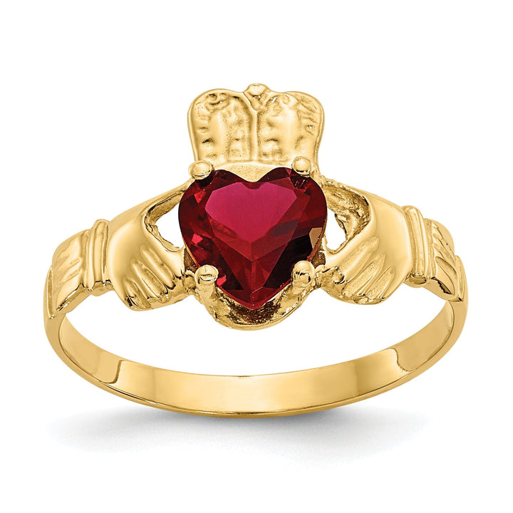 Lovely Rita's Ring 14k Yellow Gold January Birthstone Claddagh Ring