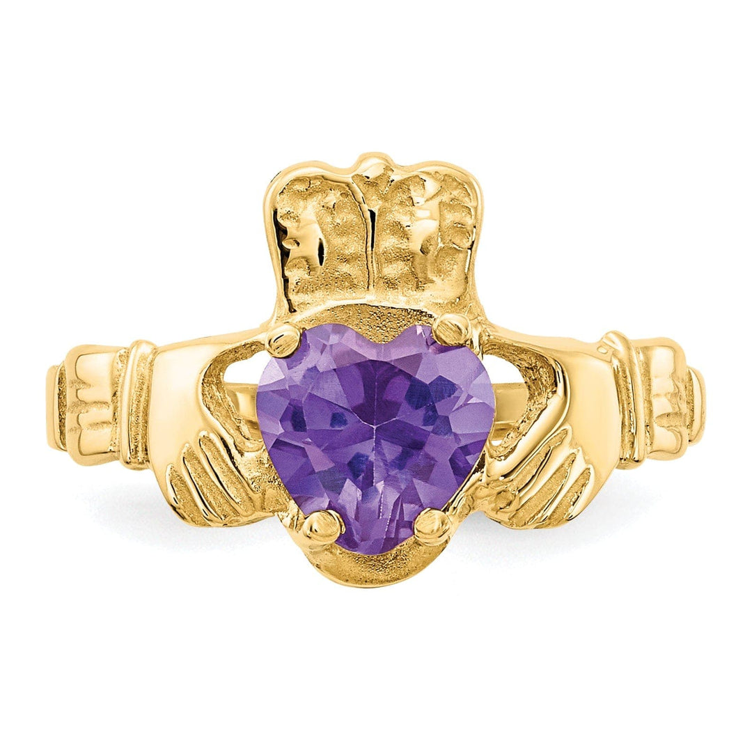 Lovely Rita's Ring 14k Yellow Gold June Birthstone Claddagh Ring