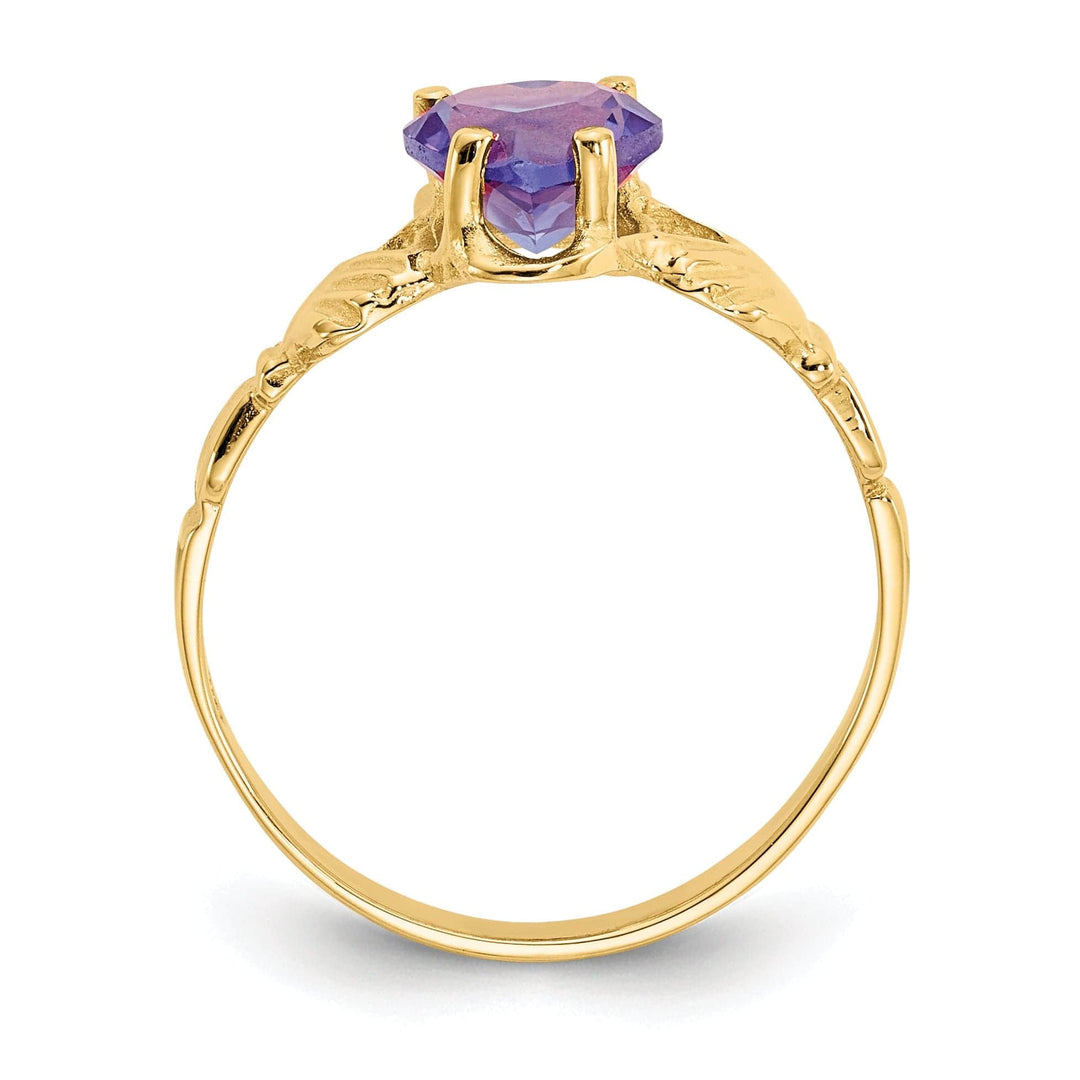 Lovely Rita's Ring 14k Yellow Gold June Birthstone Claddagh Ring