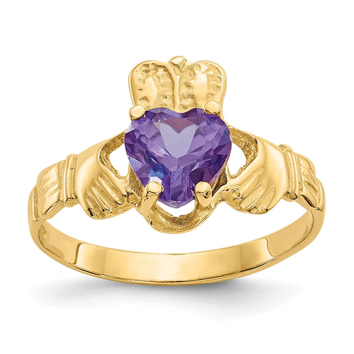 Lovely Rita's Ring 14k Yellow Gold June Birthstone Claddagh Ring