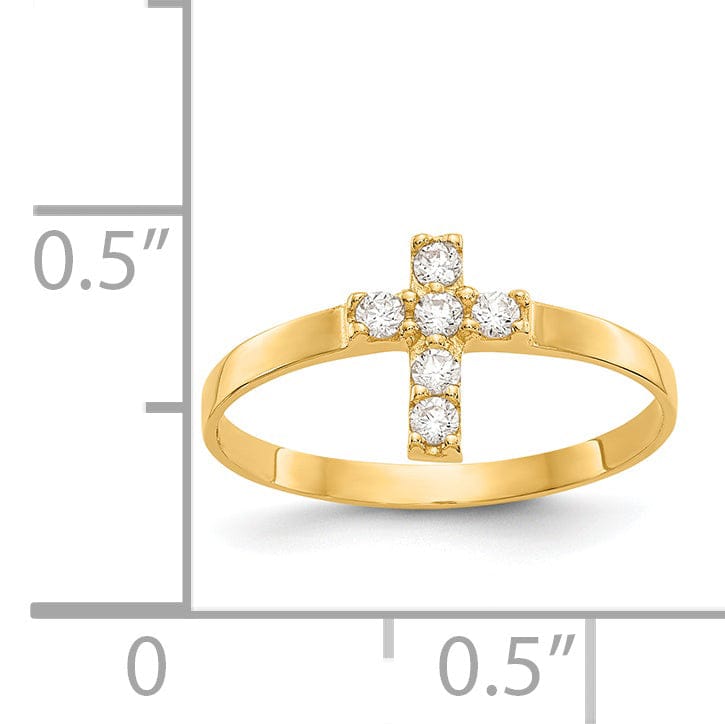 Lovely Rita's Ring 14k Yellow Gold Madi K C.Z Cross Baby Ring