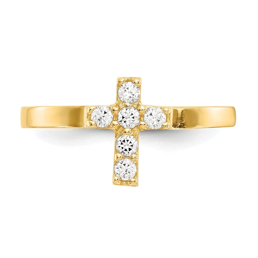 Lovely Rita's Ring 14k Yellow Gold Madi K C.Z Cross Baby Ring