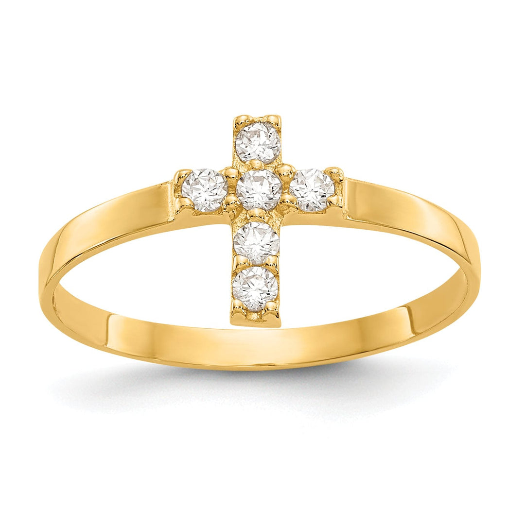 Lovely Rita's Ring 14k Yellow Gold Madi K C.Z Cross Baby Ring