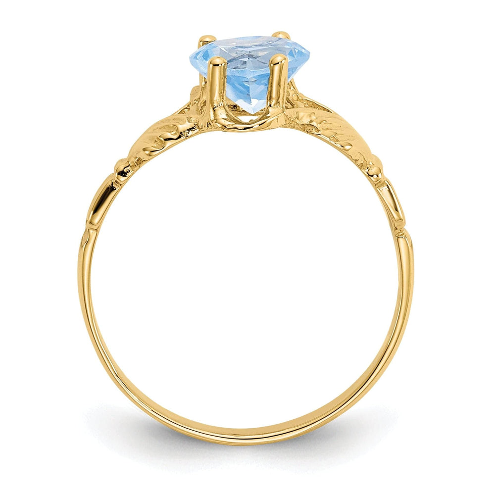 Lovely Rita's Ring 14k Yellow Gold March Birthstone Claddagh Ring