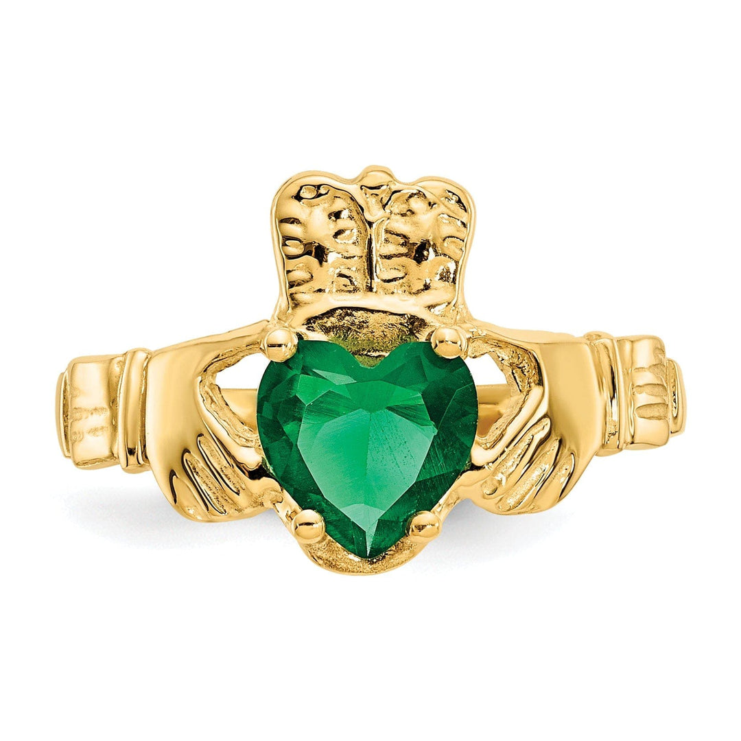 Lovely Rita's Ring 14k Yellow Gold May Birthstone Claddagh Ring