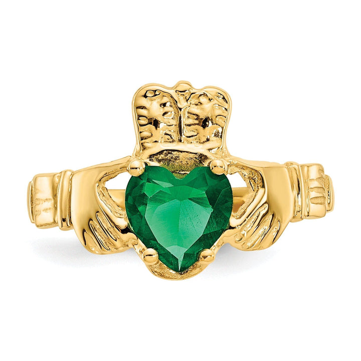 Lovely Rita's Ring 14k Yellow Gold May Birthstone Claddagh Ring