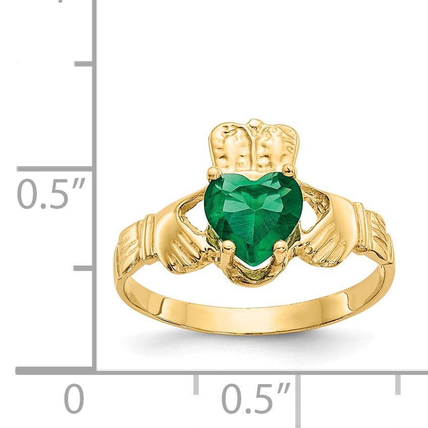 Lovely Rita's Ring 14k Yellow Gold May Birthstone Claddagh Ring