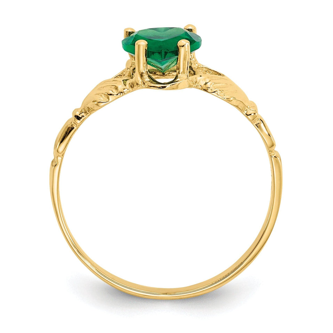 Lovely Rita's Ring 14k Yellow Gold May Birthstone Claddagh Ring
