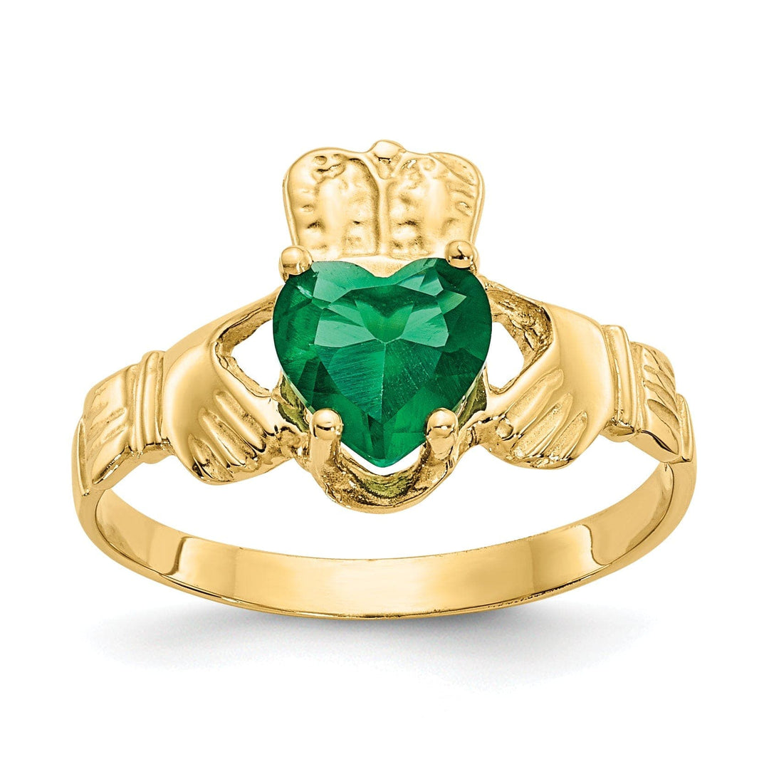 Lovely Rita's Ring 14k Yellow Gold May Birthstone Claddagh Ring