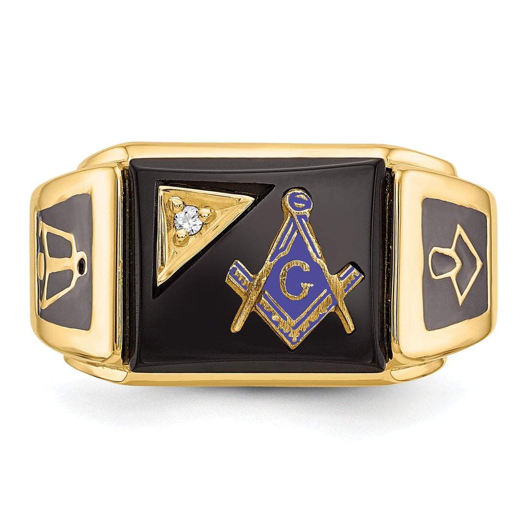 Lovely Rita's Ring 14k Yellow Gold Men's Blue Masonic Ring