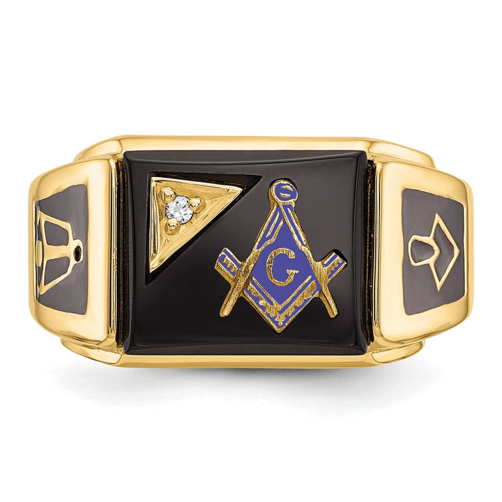Lovely Rita's Ring 14k Yellow Gold Men's Blue Masonic Ring