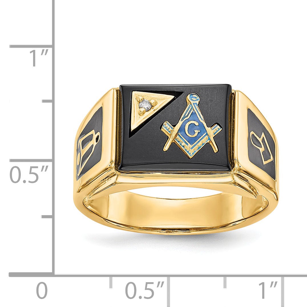 Lovely Rita's Ring 14k Yellow Gold Men's Blue Masonic Ring