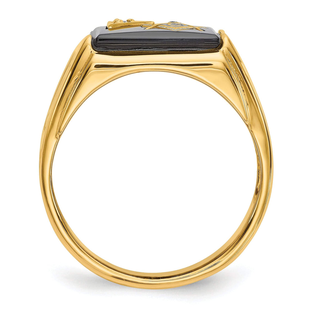 Lovely Rita's Ring 14k Yellow Gold Men's Blue Masonic Ring