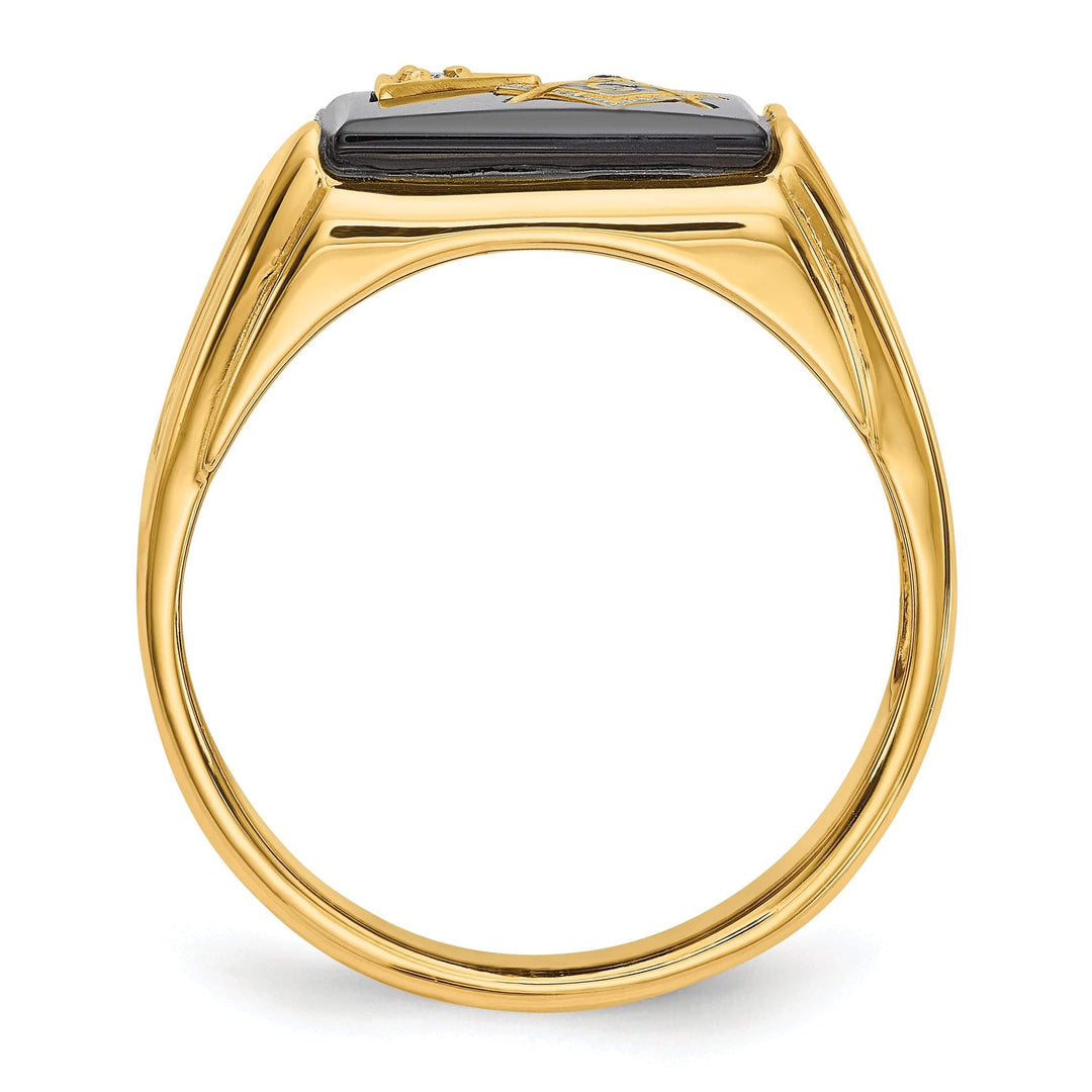 Lovely Rita's Ring 14k Yellow Gold Men's Blue Masonic Ring