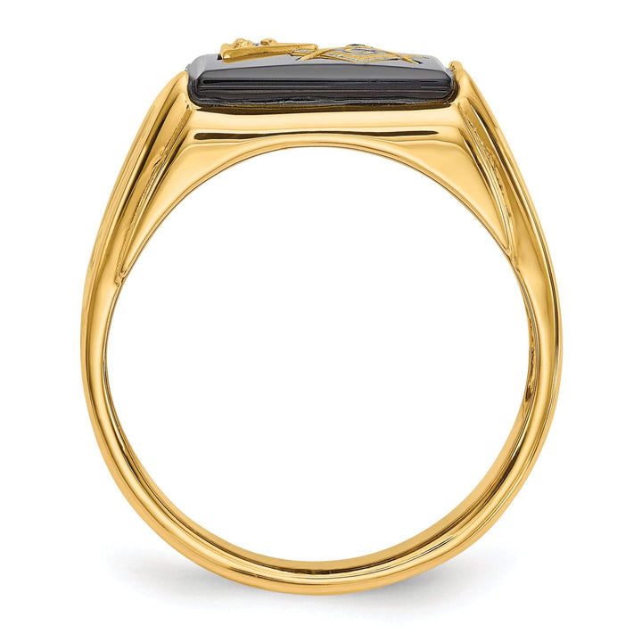 Lovely Rita's Ring 14k Yellow Gold Men's Blue Masonic Ring