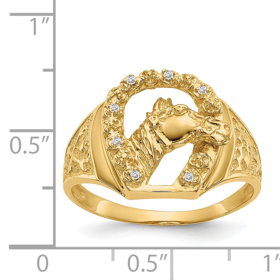 Lovely Rita's Ring 14k Yellow Gold Men's Diamond Horseshoe Ring
