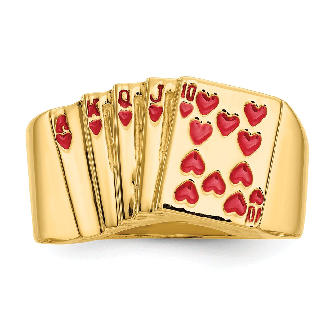 Lovely Rita's Ring 14k Yellow Gold Men's Enameled Royal Flush Ring