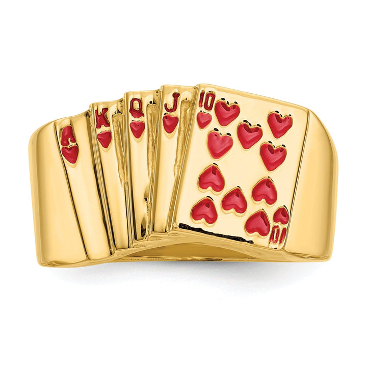Lovely Rita's Ring 14k Yellow Gold Men's Enameled Royal Flush Ring