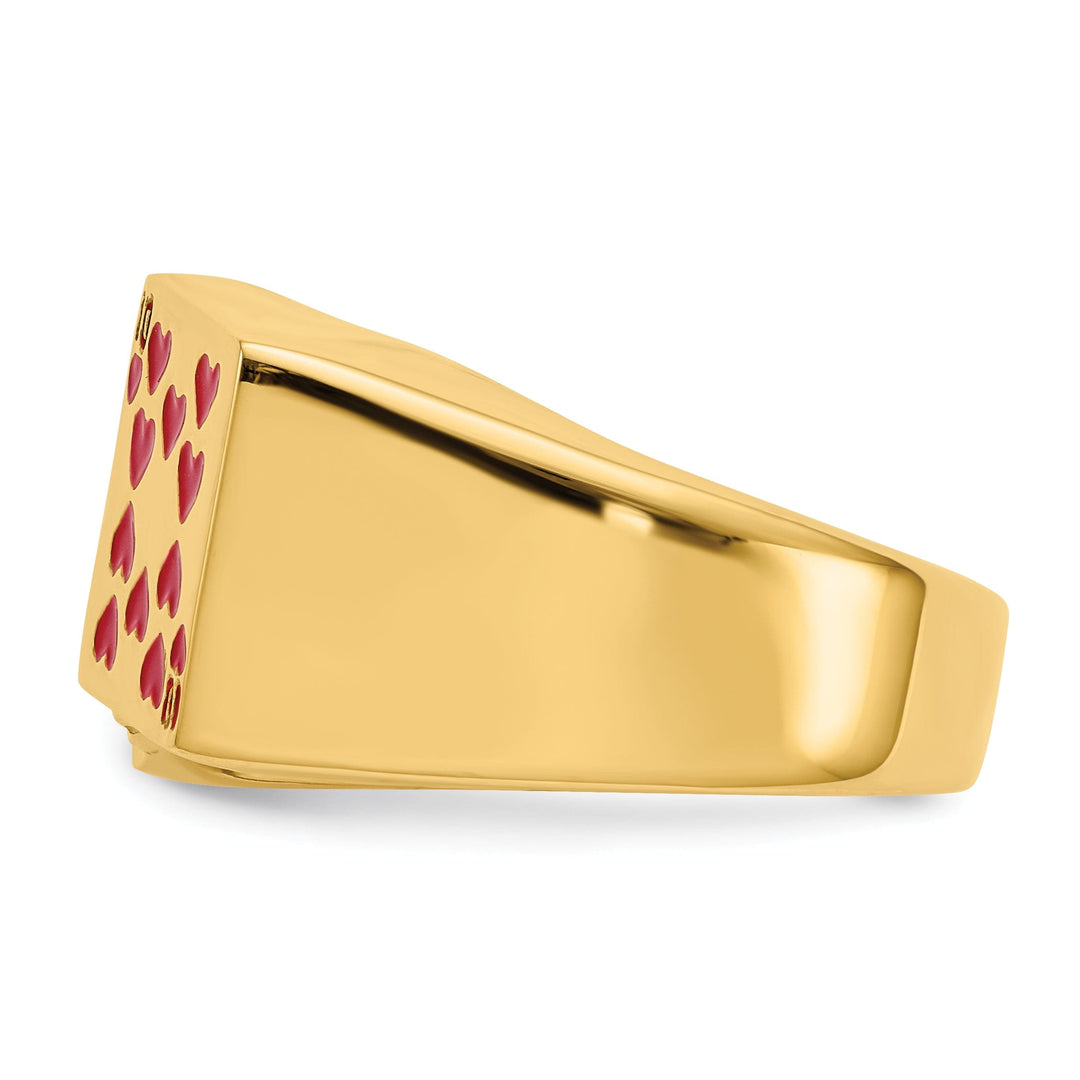 Lovely Rita's Ring 14k Yellow Gold Men's Enameled Royal Flush Ring