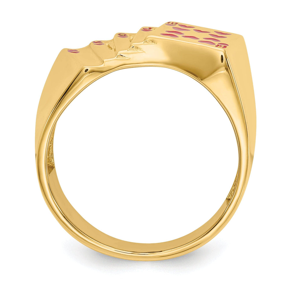 Lovely Rita's Ring 14k Yellow Gold Men's Enameled Royal Flush Ring