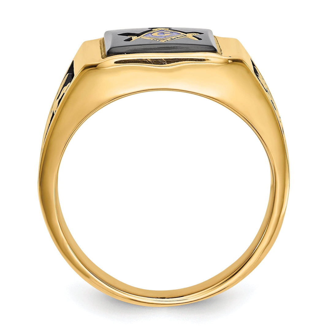 Lovely Rita's Ring 14k Yellow Gold Men's Synthetic Ruby Masonic Ring