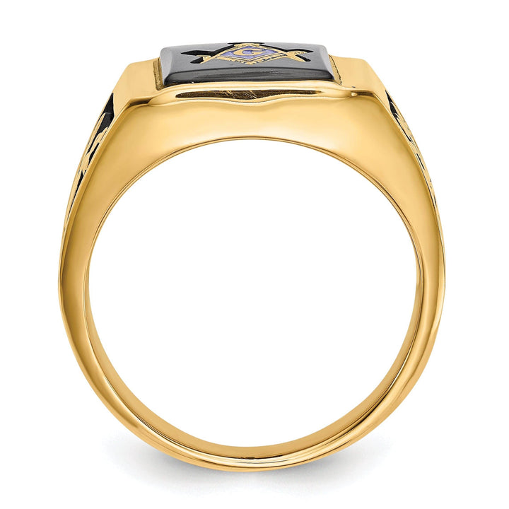 Lovely Rita's Ring 14k Yellow Gold Men's Synthetic Ruby Masonic Ring