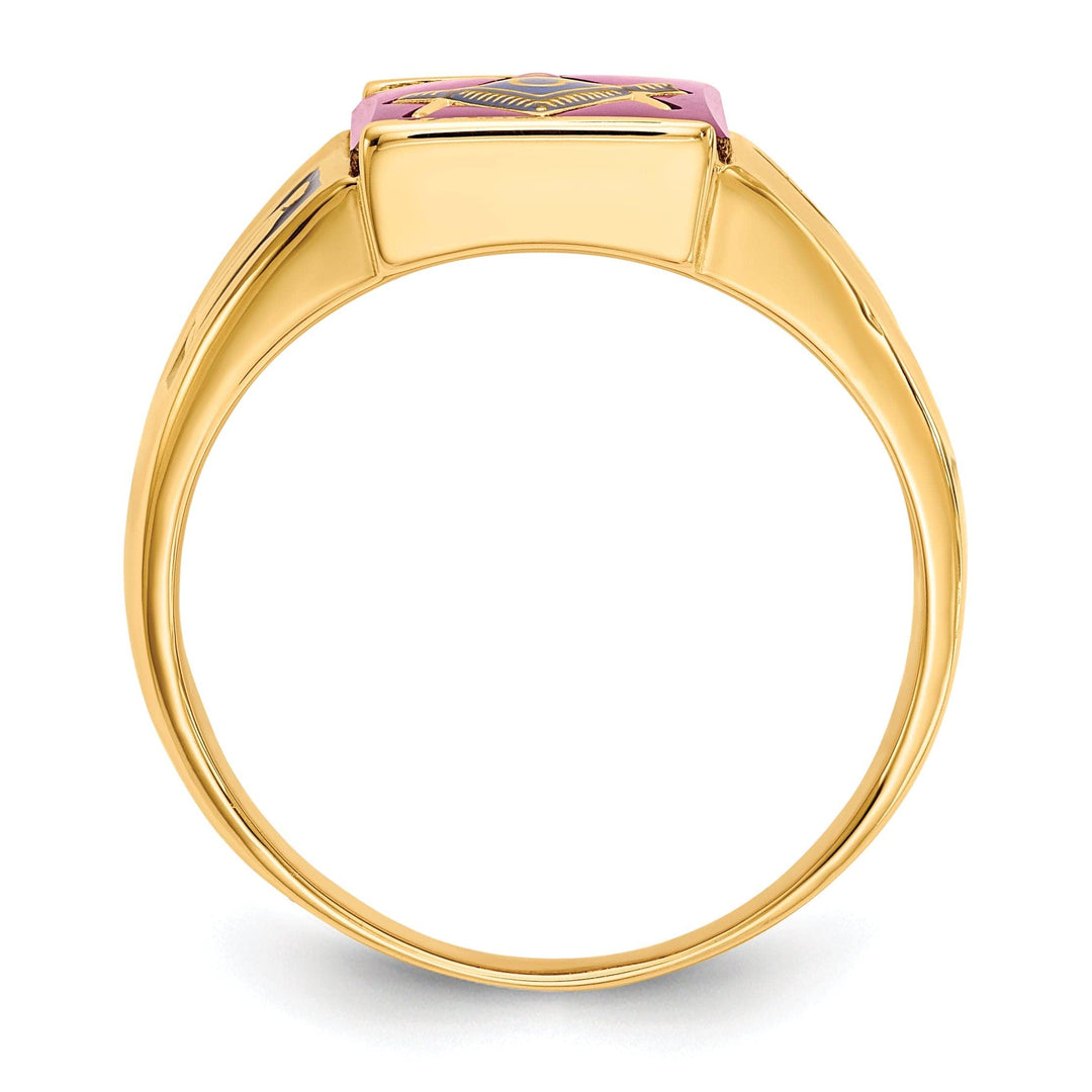 Lovely Rita's Ring 14k Yellow Gold Men's Synthetic Ruby Masonic Ring