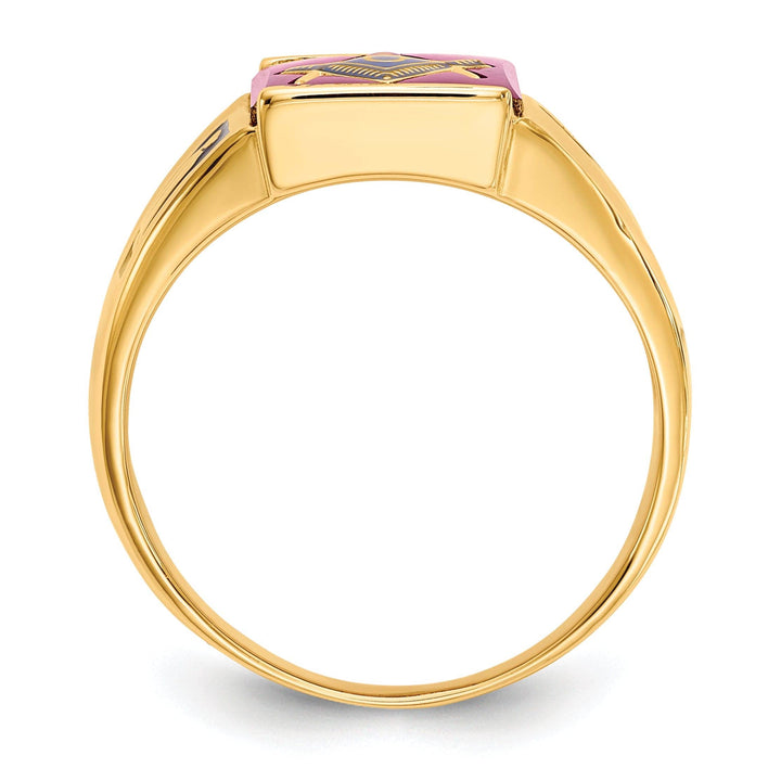 Lovely Rita's Ring 14k Yellow Gold Men's Synthetic Ruby Masonic Ring