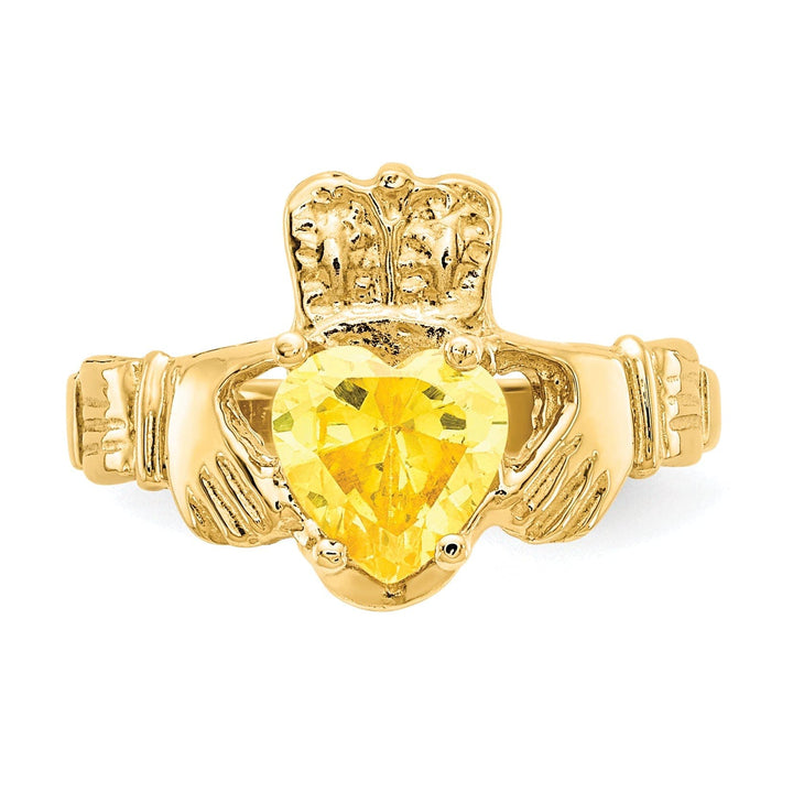 Lovely Rita's Ring 14k Yellow Gold November Birthstone Claddagh Ring
