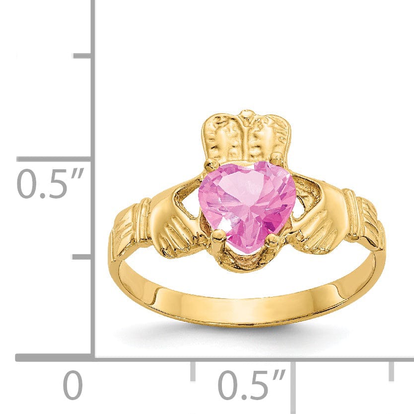 Lovely Rita's Ring 14k Yellow Gold October Birthstone Claddagh Ring