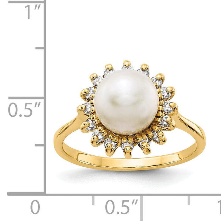 Lovely Rita's Ring 14k Yellow Gold Pearl Diamond Ring