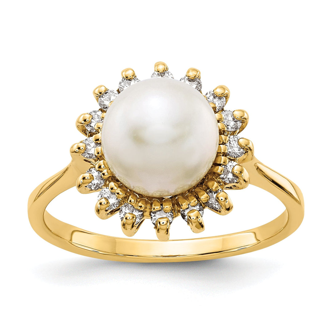 Lovely Rita's Ring 14k Yellow Gold Pearl Diamond Ring