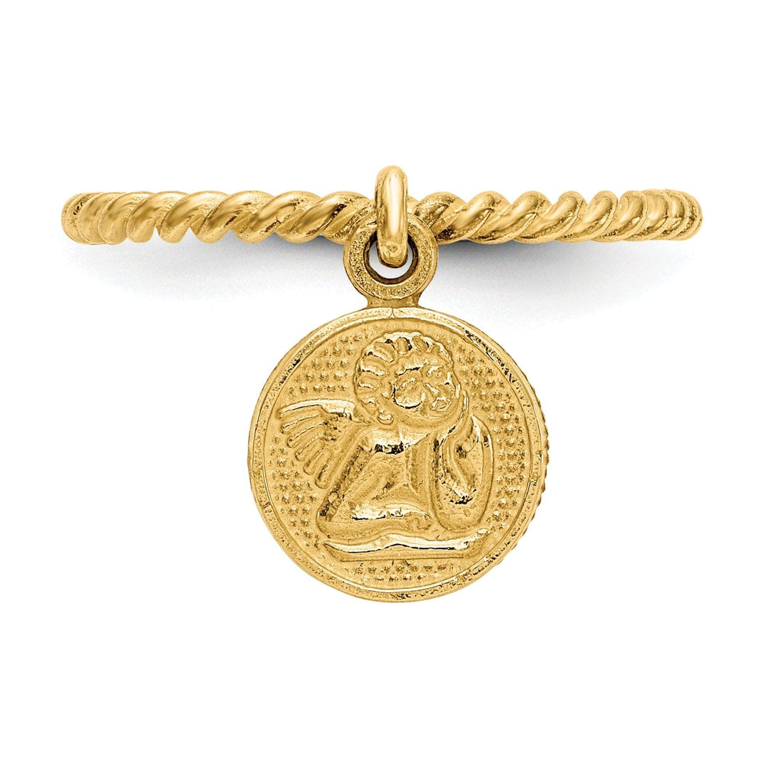 Lovely Rita's Ring 14k Yellow Gold Polished Angel Dangle Charm Ring