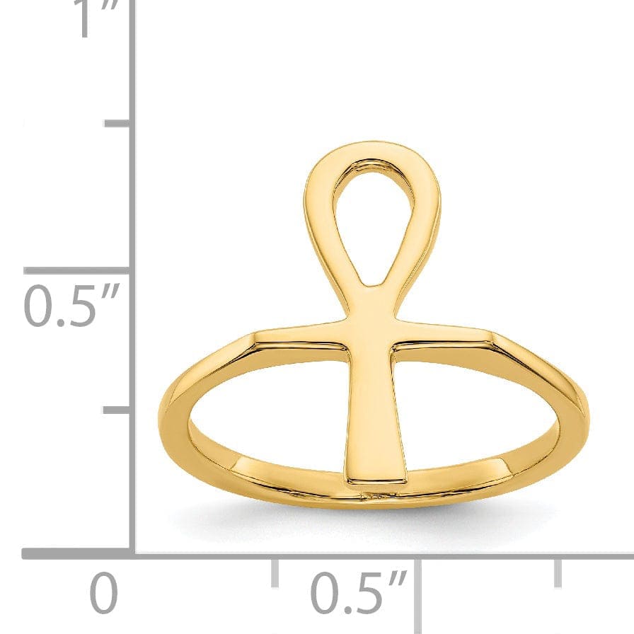 Lovely Rita's Ring 14k Yellow Gold Polished Ankh Egyptian Cross Ring