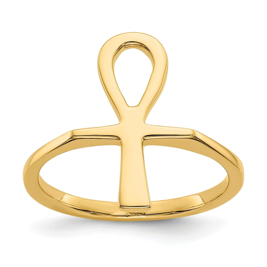 Lovely Rita's Ring 14k Yellow Gold Polished Ankh Egyptian Cross Ring