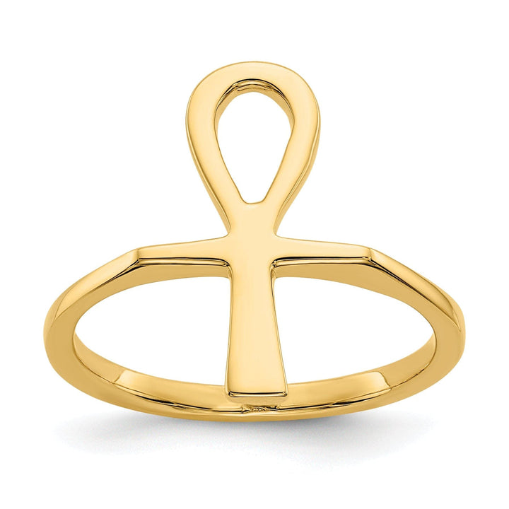 Lovely Rita's Ring 14k Yellow Gold Polished Ankh Egyptian Cross Ring