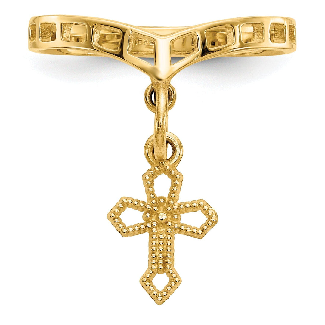 Lovely Rita's Ring 14k Yellow Gold Polished Cross Dangle Charm Ring