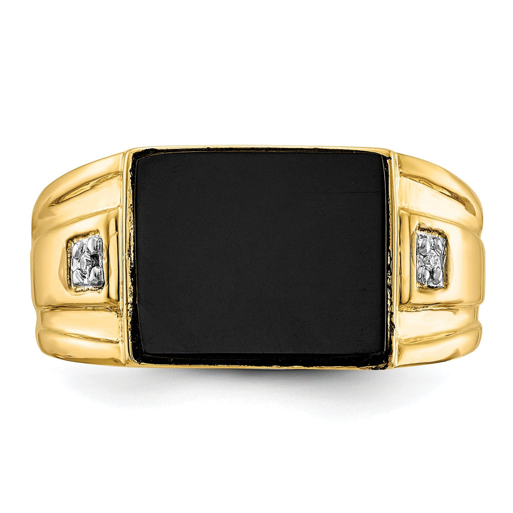 Lovely Rita's Ring 14k Yellow Gold Polished Men's Onyx Diamond Ring
