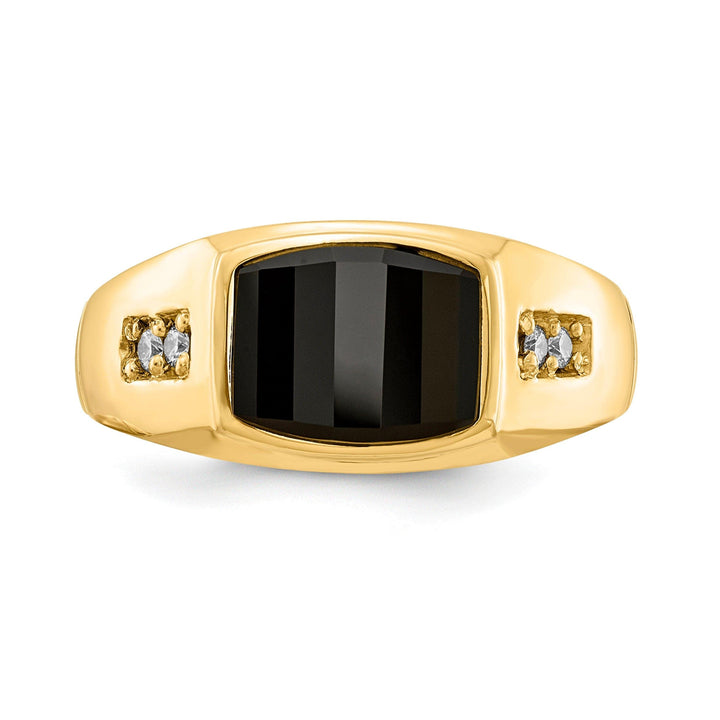 Lovely Rita's Ring 14k Yellow Gold Polished Men's Onyx Diamond Ring