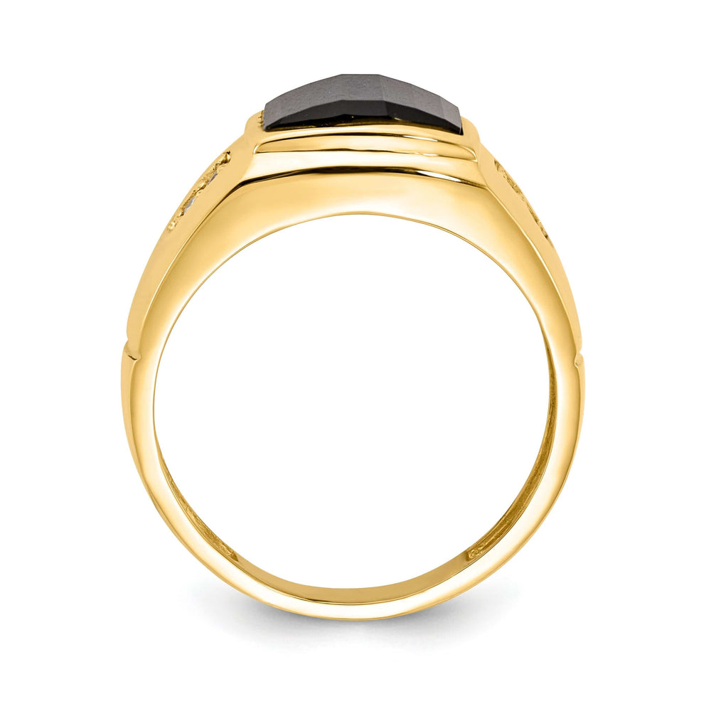 Lovely Rita's Ring 14k Yellow Gold Polished Men's Onyx Diamond Ring